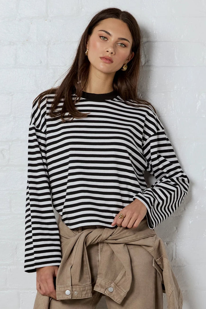 Unite Black & White Stripe Oversized Boxy Tee | Among the Brave