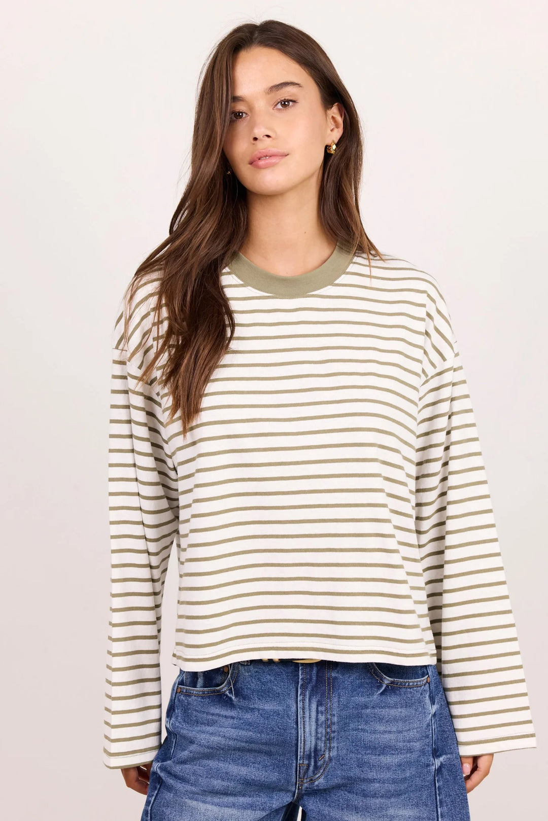 Unite Khaki Stripe Oversized Boxy Tee | Among the Brave