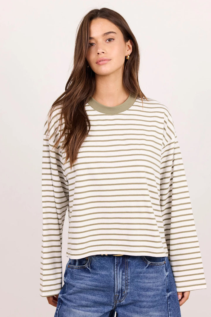 Unite Khaki Stripe Oversized Boxy Tee | Among the Brave