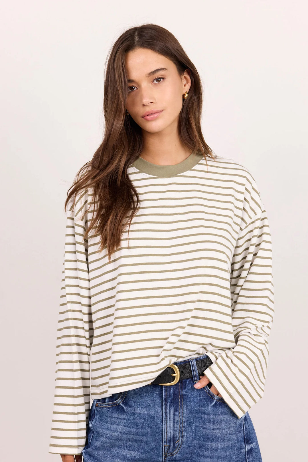 Unite Khaki Stripe Oversized Boxy Tee | Among the Brave