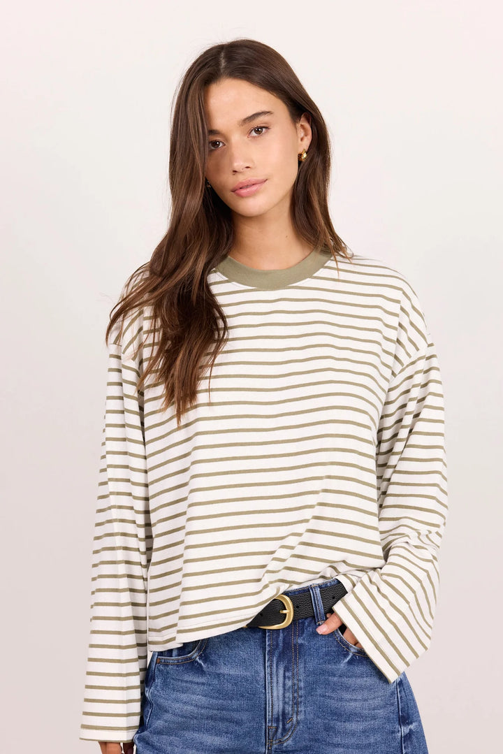 Unite Khaki Stripe Oversized Boxy Tee | Among the Brave
