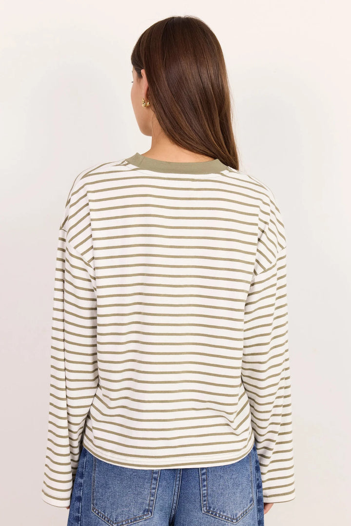 Unite Khaki Stripe Oversized Boxy Tee | Among the Brave