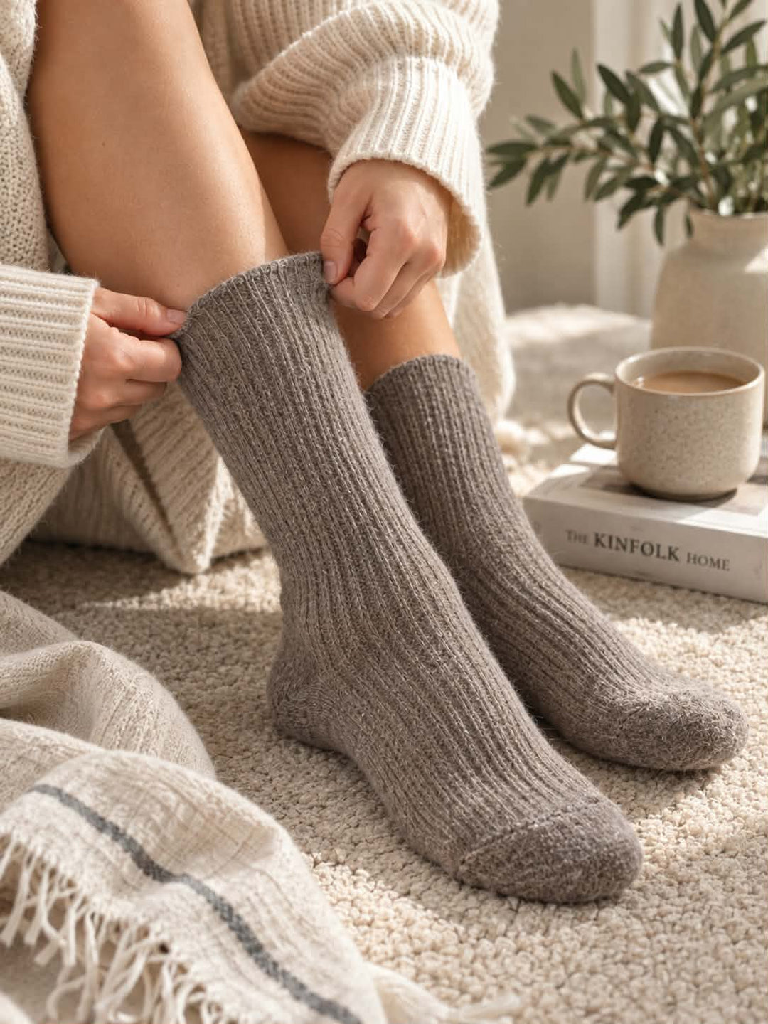 Mocha luxury rabbit/wool sock | Chaos & Company