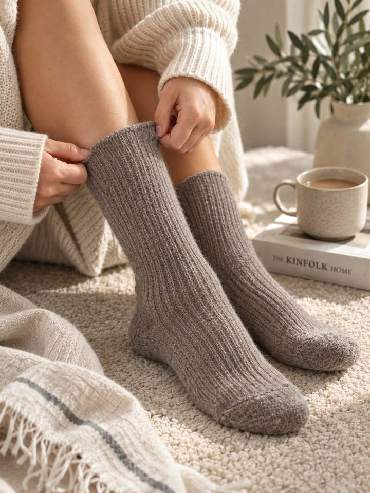 Mocha luxury rabbit/wool sock | Chaos & Company