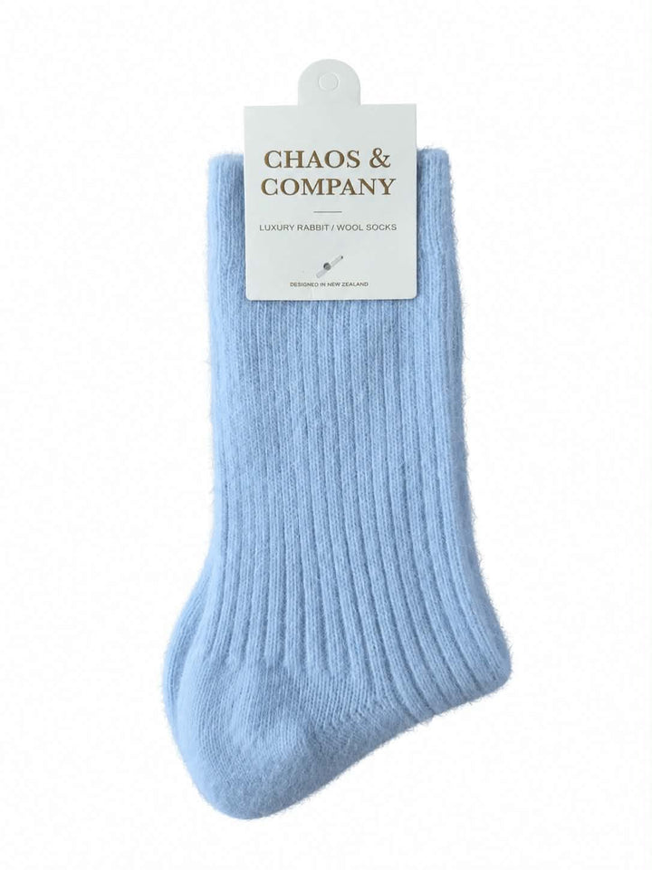 Powder Blue luxury rabbit/wool sock | Chaos & Company