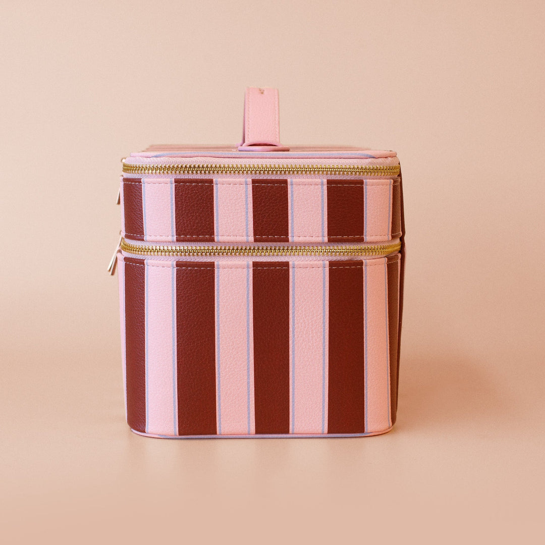 Burgundy Stripe Vanity Case - 'The Classic'