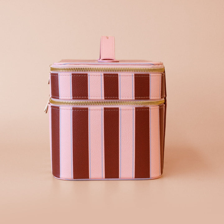 Burgundy Stripe Vanity Case - 'The Classic'