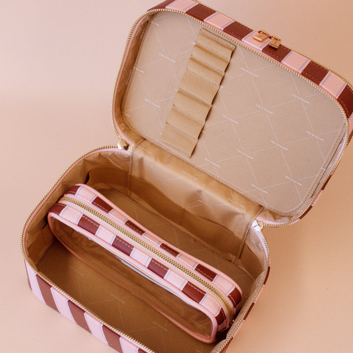 Burgundy Stripe Vanity Case - 'The Classic'