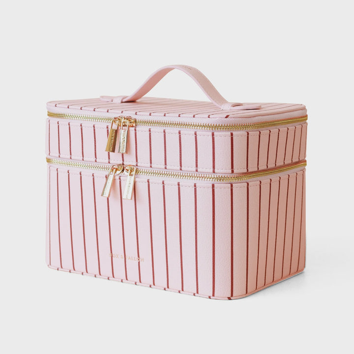 Rosé Pinstripe Vanity Case - 'The Classic'