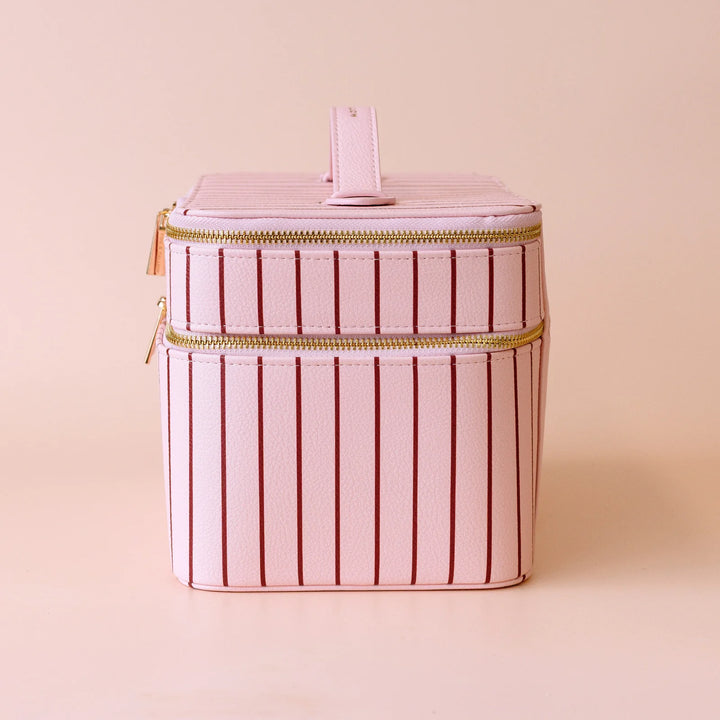 Rosé Pinstripe Vanity Case - 'The Classic'