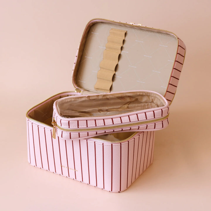 Rosé Pinstripe Vanity Case - 'The Classic'