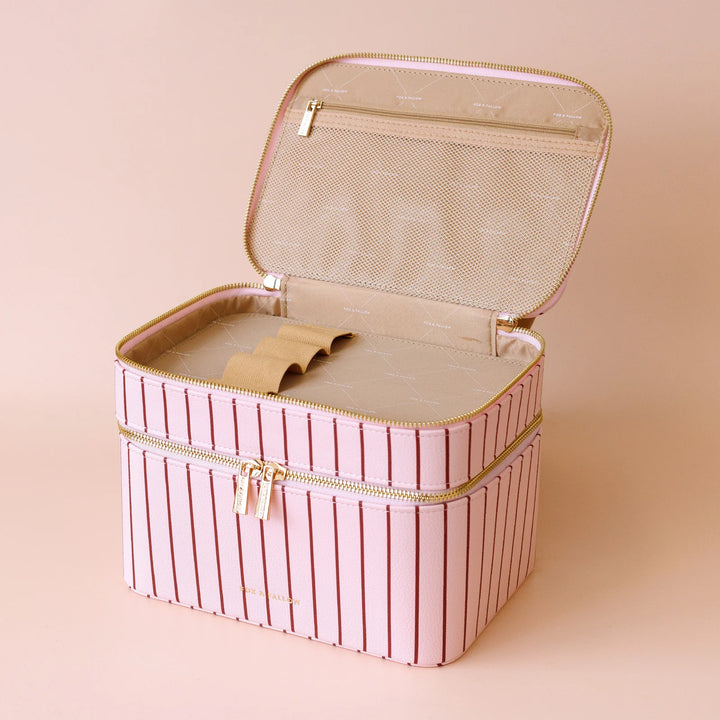 Rosé Pinstripe Vanity Case - 'The Classic'