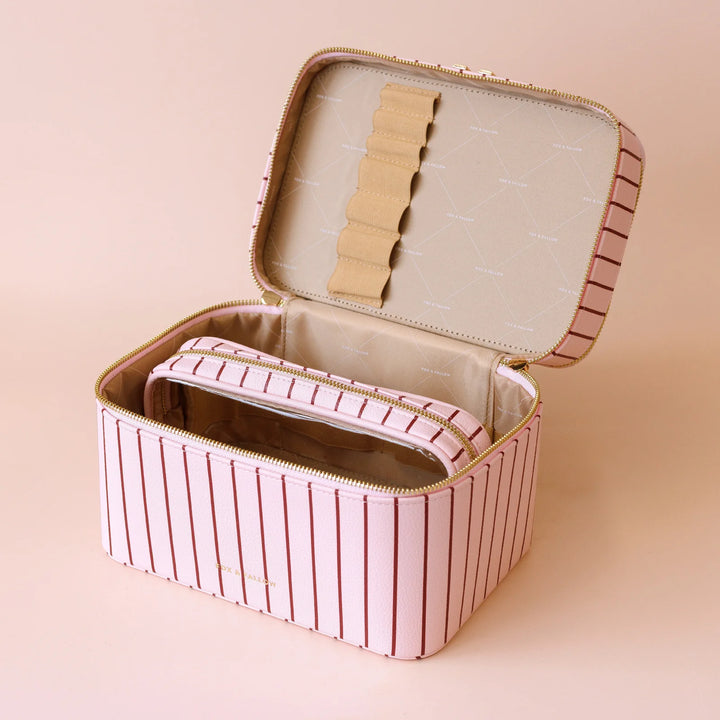 Rosé Pinstripe Vanity Case - 'The Classic'