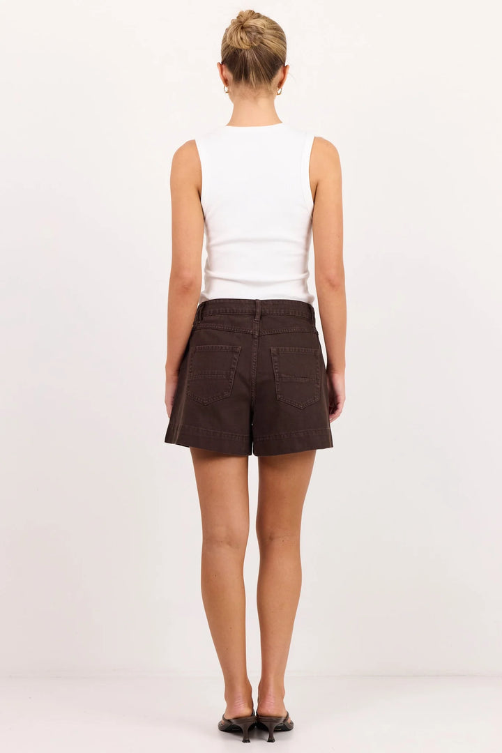 Kindly Dark Chocolate Pocket Denim Short |Ivy + Jack