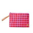 The Somewhere co Red plaid wet bag on a white background