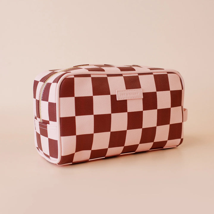 Cherry Check Wash Bag