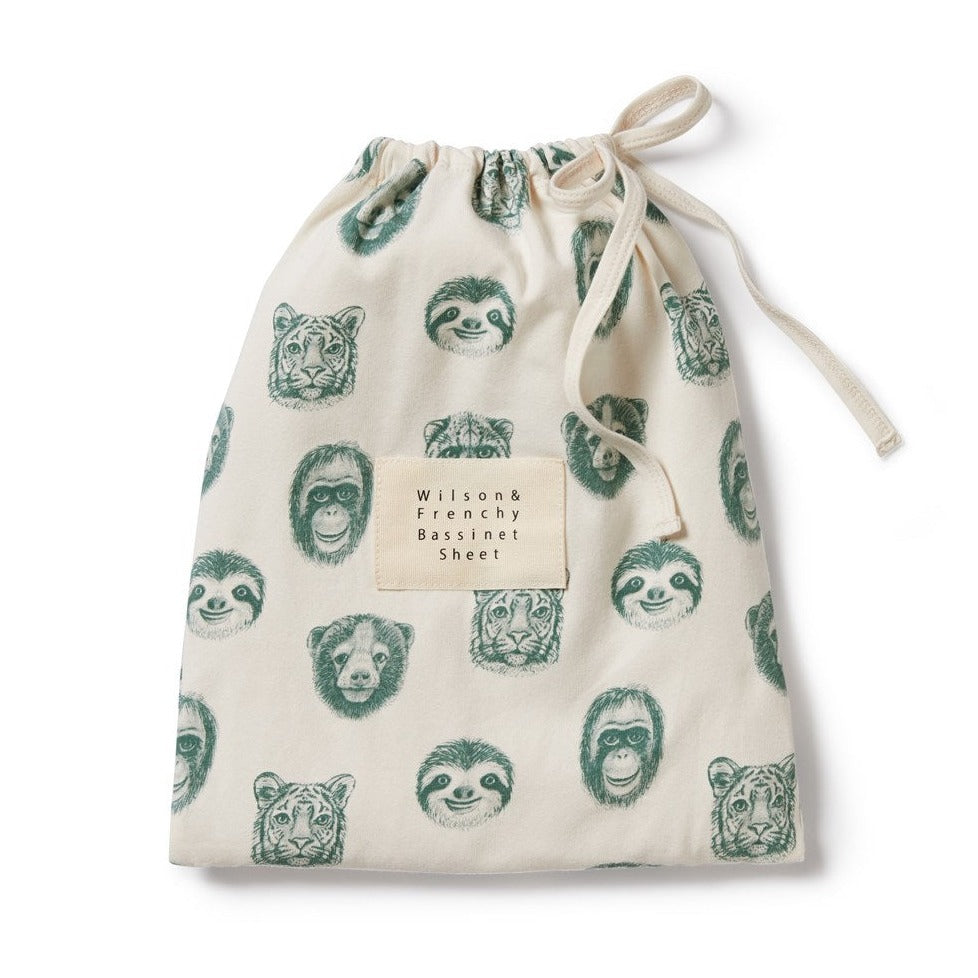 Wilson & Frenchy hello jungle bassinet sheet set available from www.thecollectivenz.com