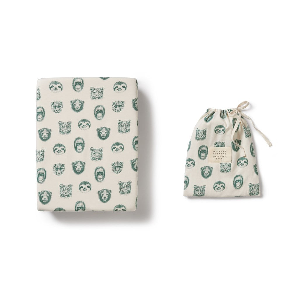 Wilson & Frenchy hello jungle bassinet sheet set available from www.thecollectivenz.com