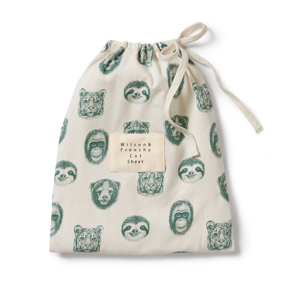 Wilson & Frenchy hello jungle cot sheet set available from www.thecollectivenz.com