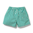 Green and white striped shorts on a white background