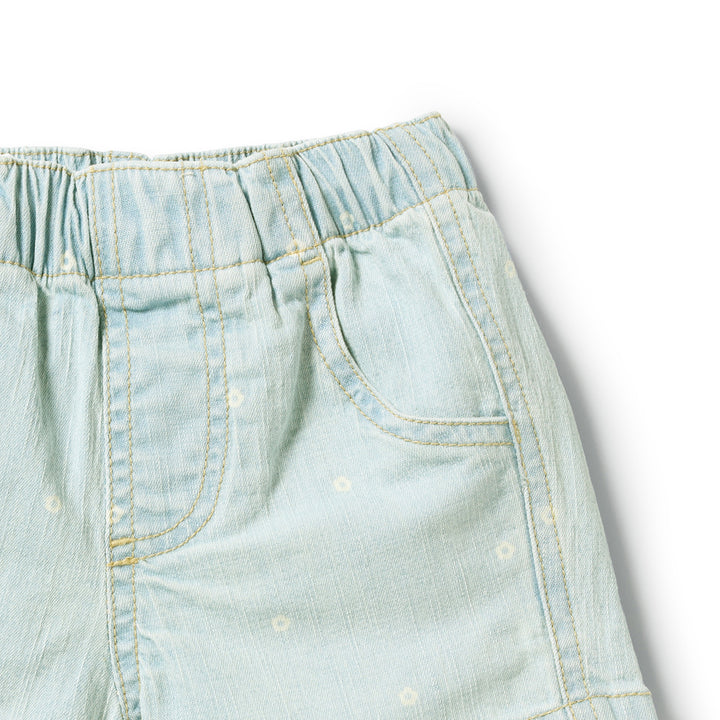 Ditsy Daisy Organic Denim Short | Wilson & Frenchy