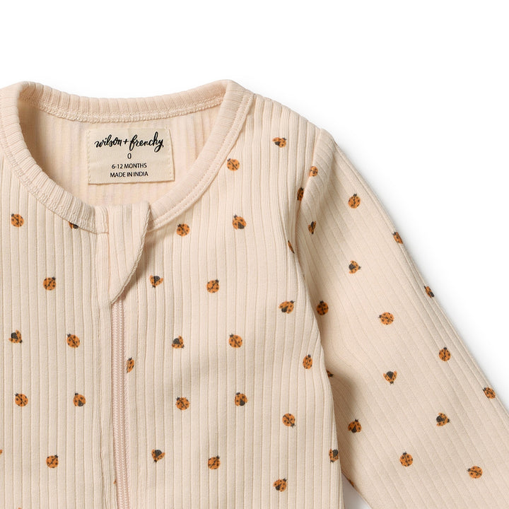 Little Lady Bugs  Zipsuit with Feet | Wilson & Frenchy