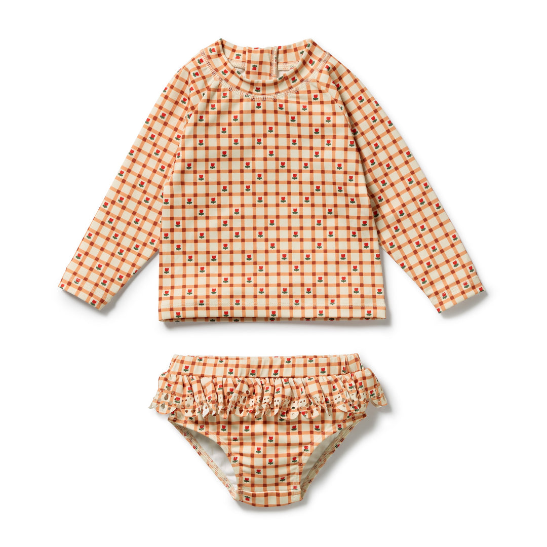 Checkerberry Cutwork Rashie Swimset | Wilson & Frenchy