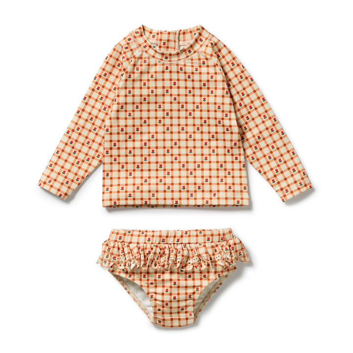 Checkerberry Cutwork Rashie Swimset | Wilson & Frenchy