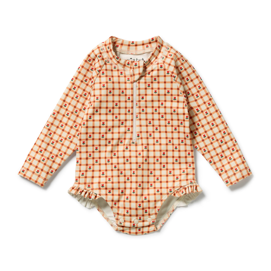 Checkerberry Long Sleeved Swimsuit | Wilson & Frenchy