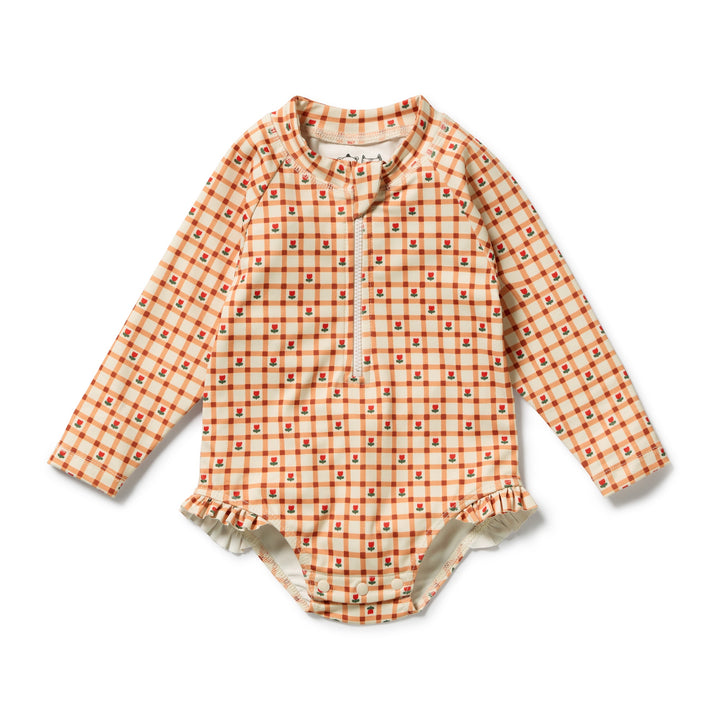 Checkerberry Long Sleeved Swimsuit | Wilson & Frenchy
