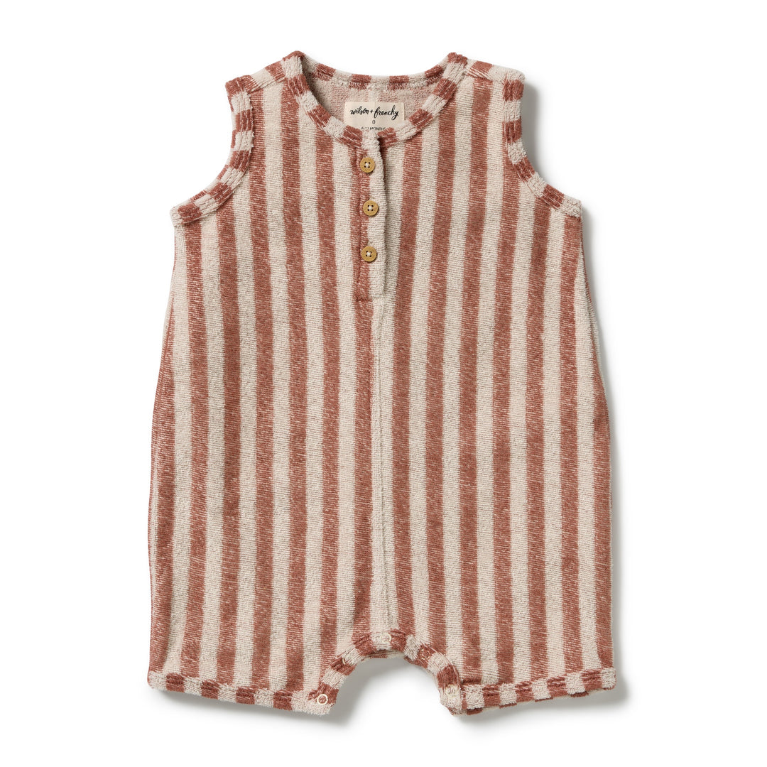 Cherry Cola Stripe Terry Growsuit | Wilson & Frenchy