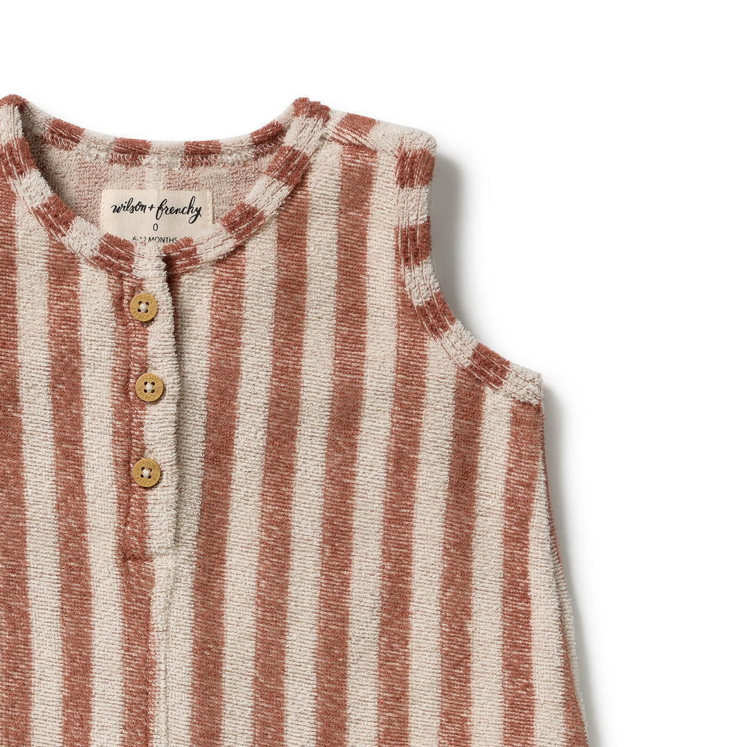Cherry Cola Stripe Terry Growsuit | Wilson & Frenchy