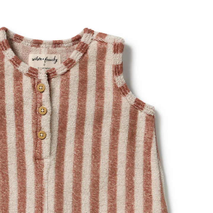 Cherry Cola Stripe Terry Growsuit | Wilson & Frenchy