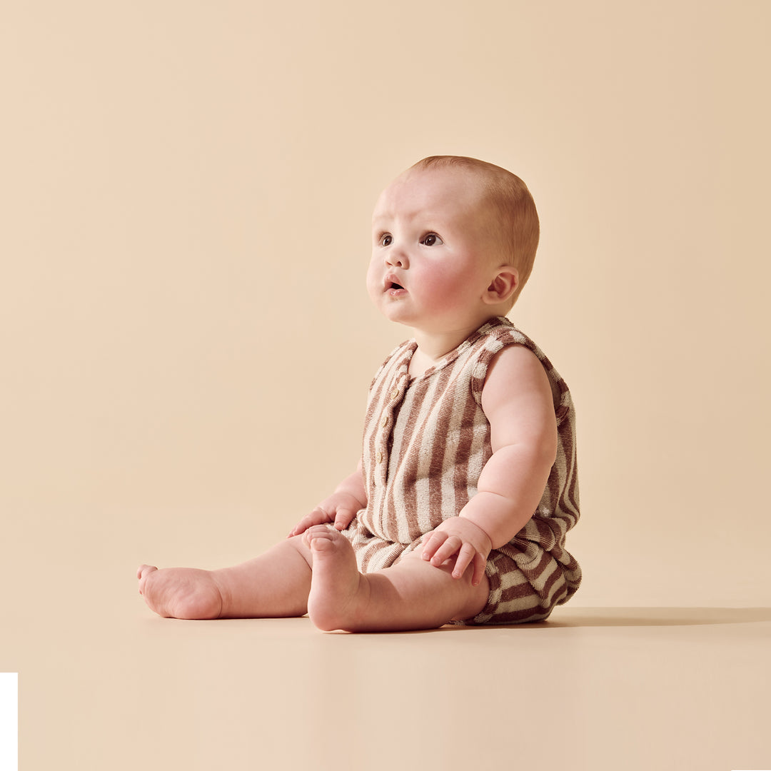 Cherry Cola Stripe Terry Growsuit | Wilson & Frenchy