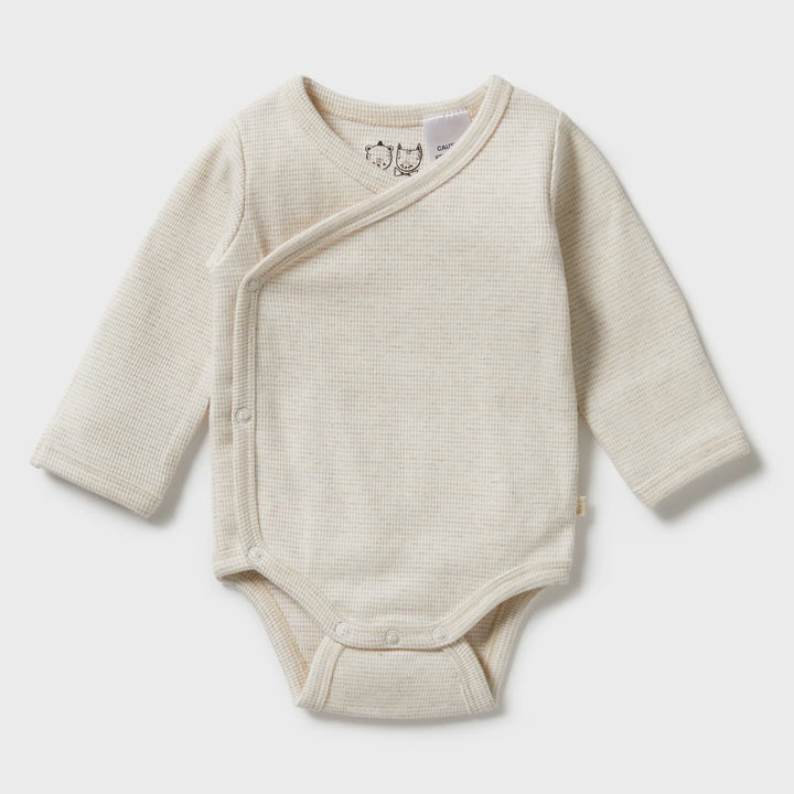 Stripe Oatmeal Rib Kimono Bodysuit | Wilson & Frenchy