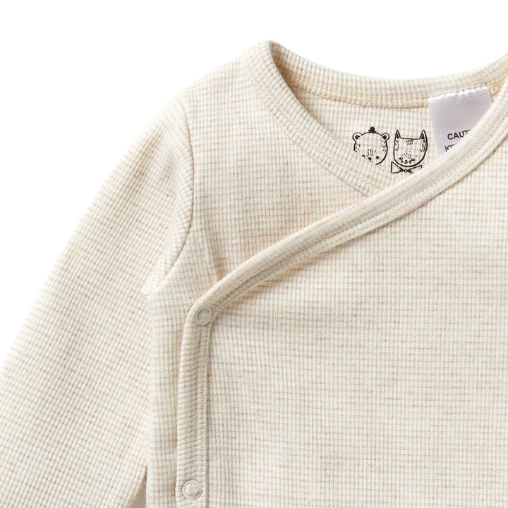 Stripe Oatmeal Rib Kimono Bodysuit | Wilson & Frenchy