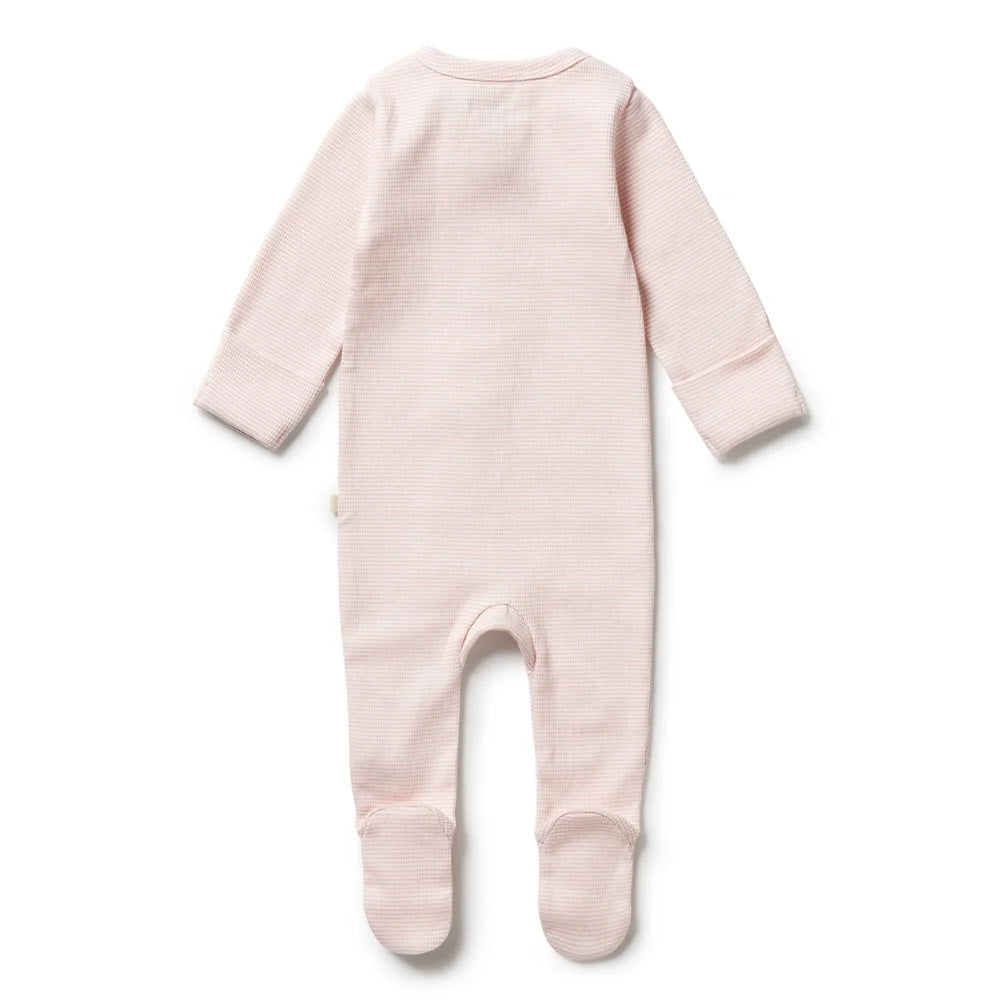 Stripe Cantaloupe Rib Zipsuit with Feet | Wilson & Frenchy