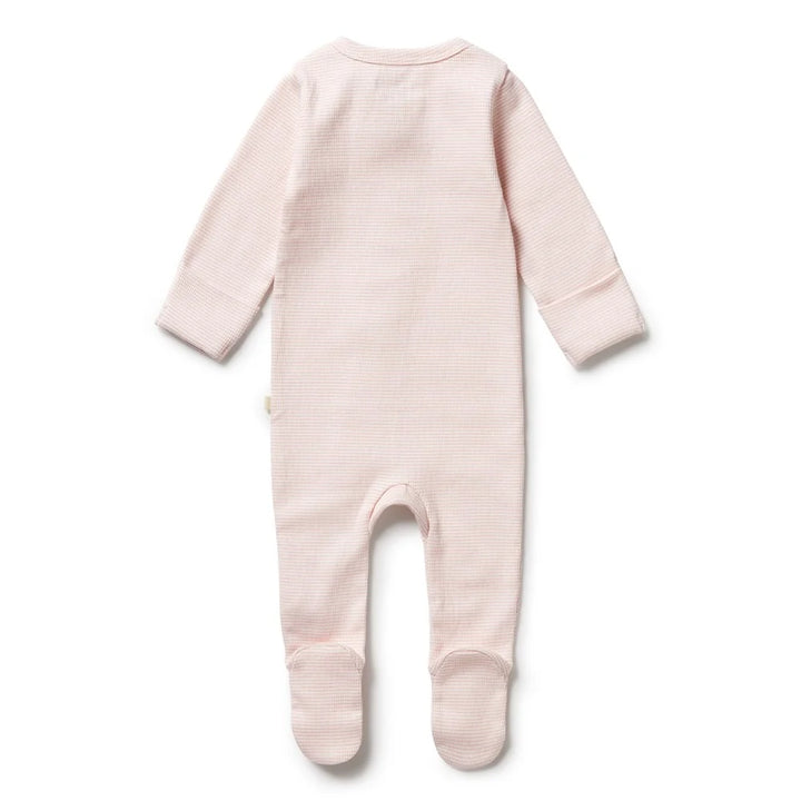 Stripe Cantaloupe Rib Zipsuit with Feet | Wilson & Frenchy