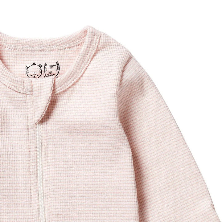 Stripe Cantaloupe Rib Zipsuit with Feet | Wilson & Frenchy