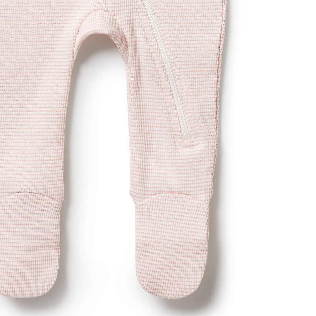 Stripe Cantaloupe Rib Zipsuit with Feet | Wilson & Frenchy