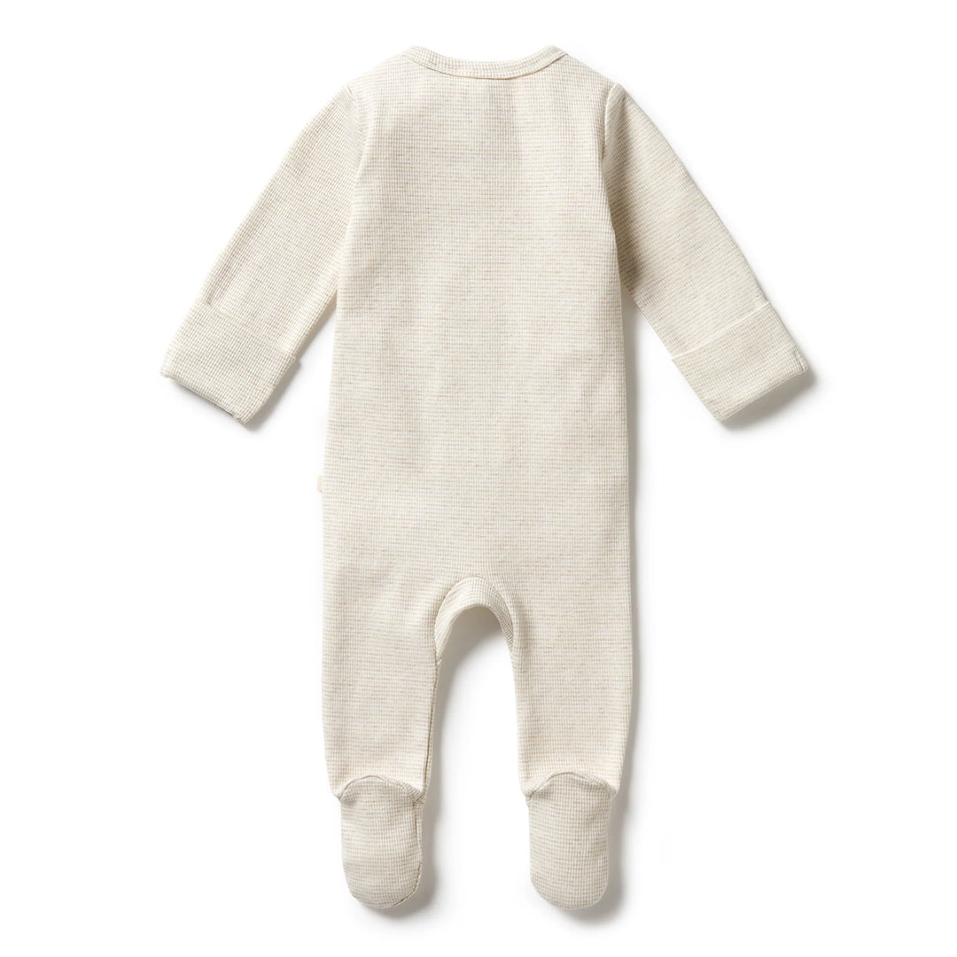 Stripe Oatmeal Rib Zipsuit with Feet | Wilson & Frenchy