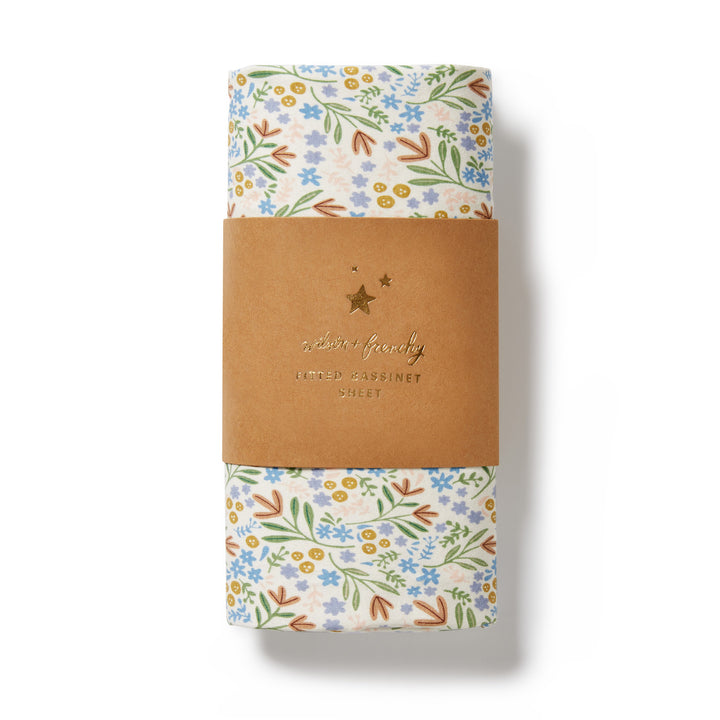 Wilson & Frenchy tinker floral bassinet sheet set available from www.thecollectivenz.com