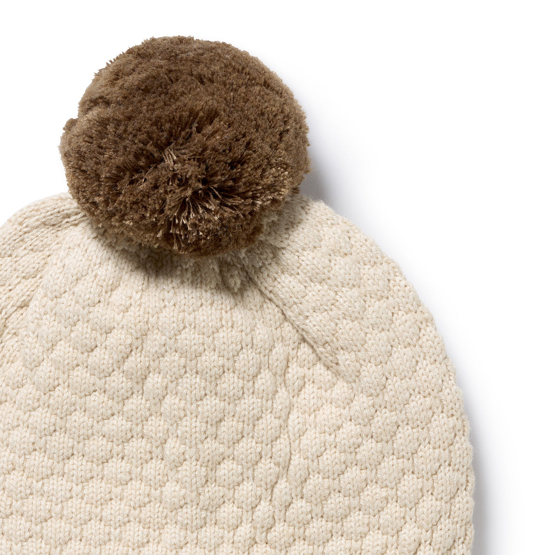 Cream Organic Knitted Bubble Hat