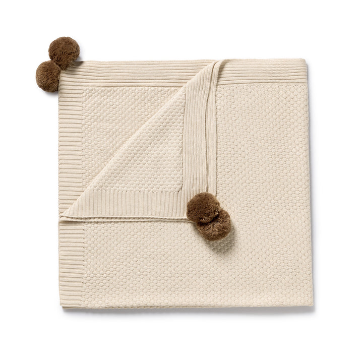 Cream Organic Knitted Bubble Blanket