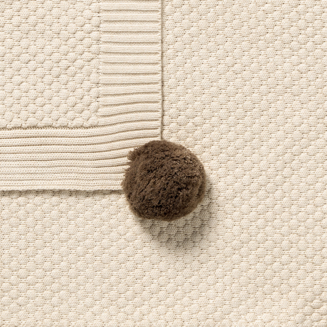 Cream Organic Knitted Bubble Blanket
