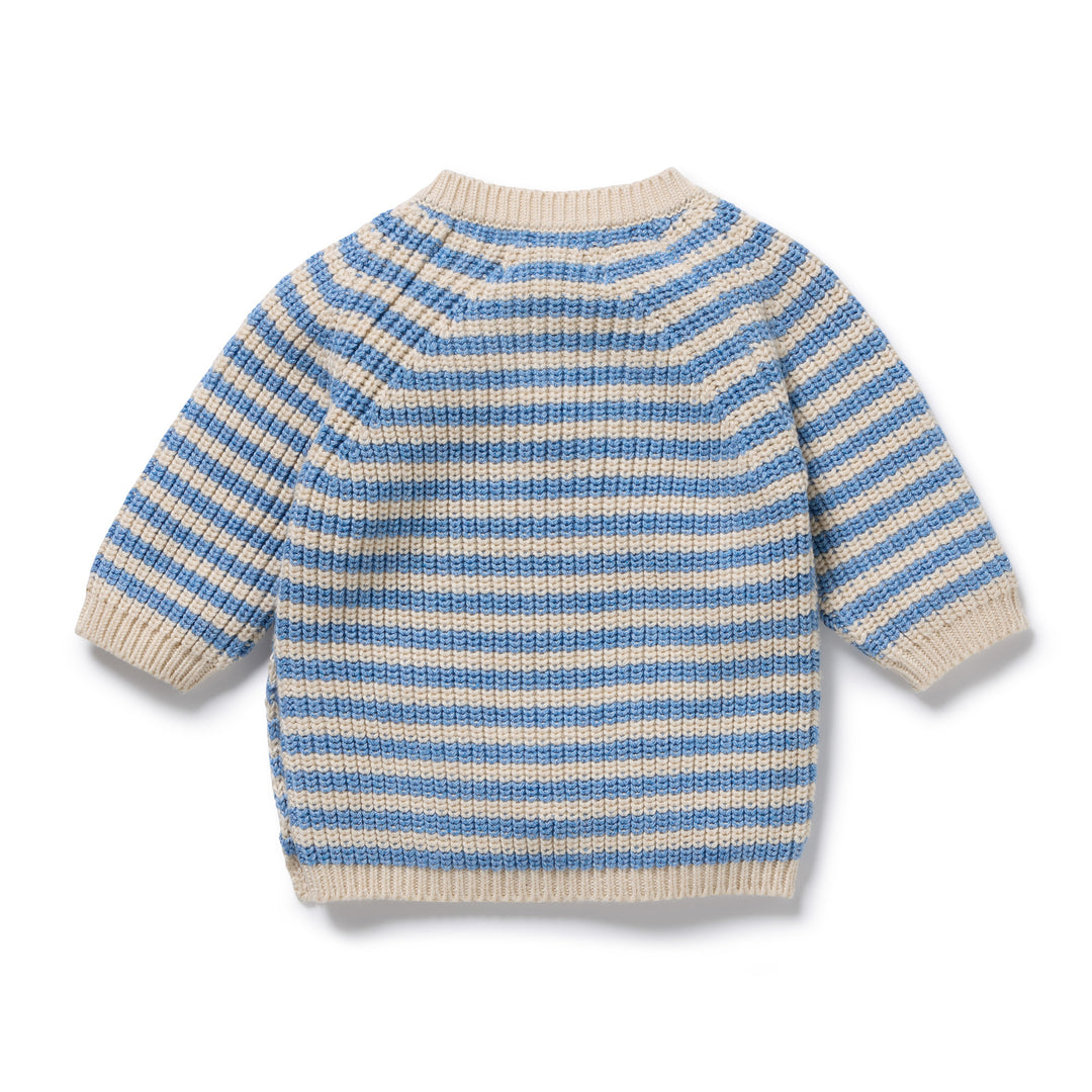 Frosted Blue Organic Knitted Stripe Jumper
