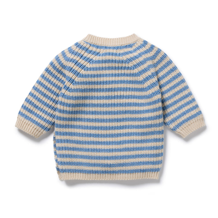 Frosted Blue Organic Knitted Stripe Jumper