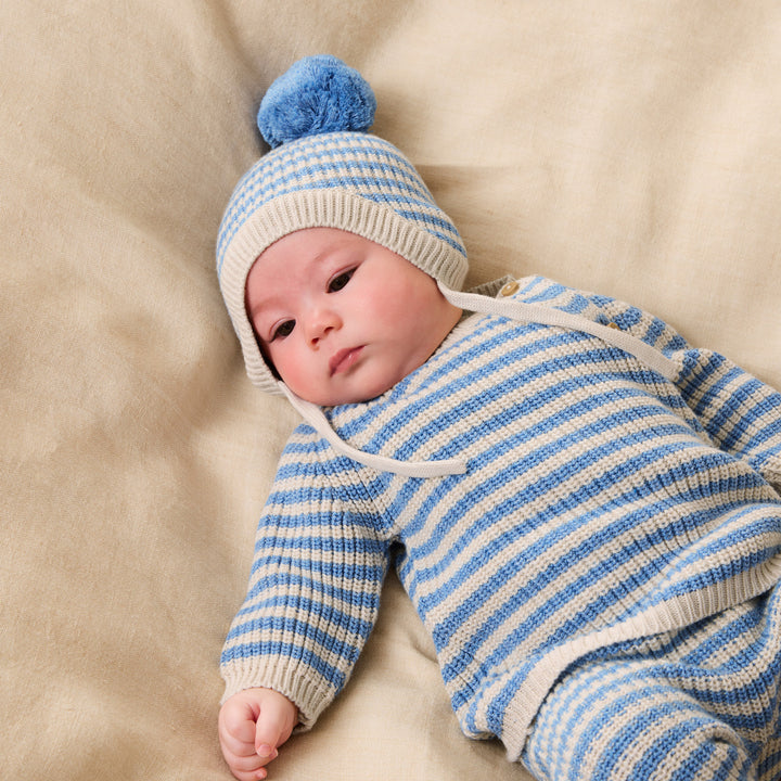 Frosted Blue Organic Knitted Stripe Jumper