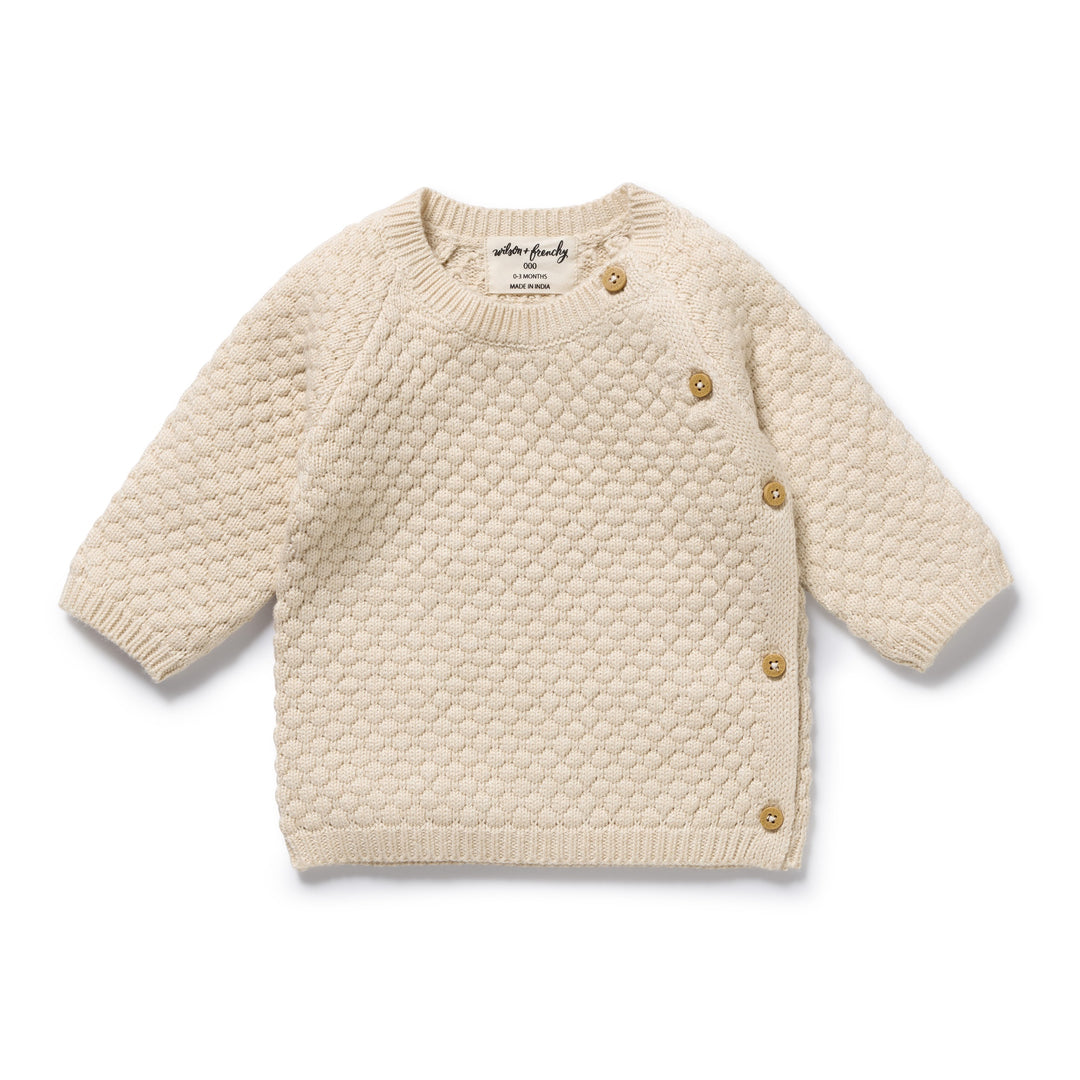 Cream Organic Knitted bubble Kimono Cardigan