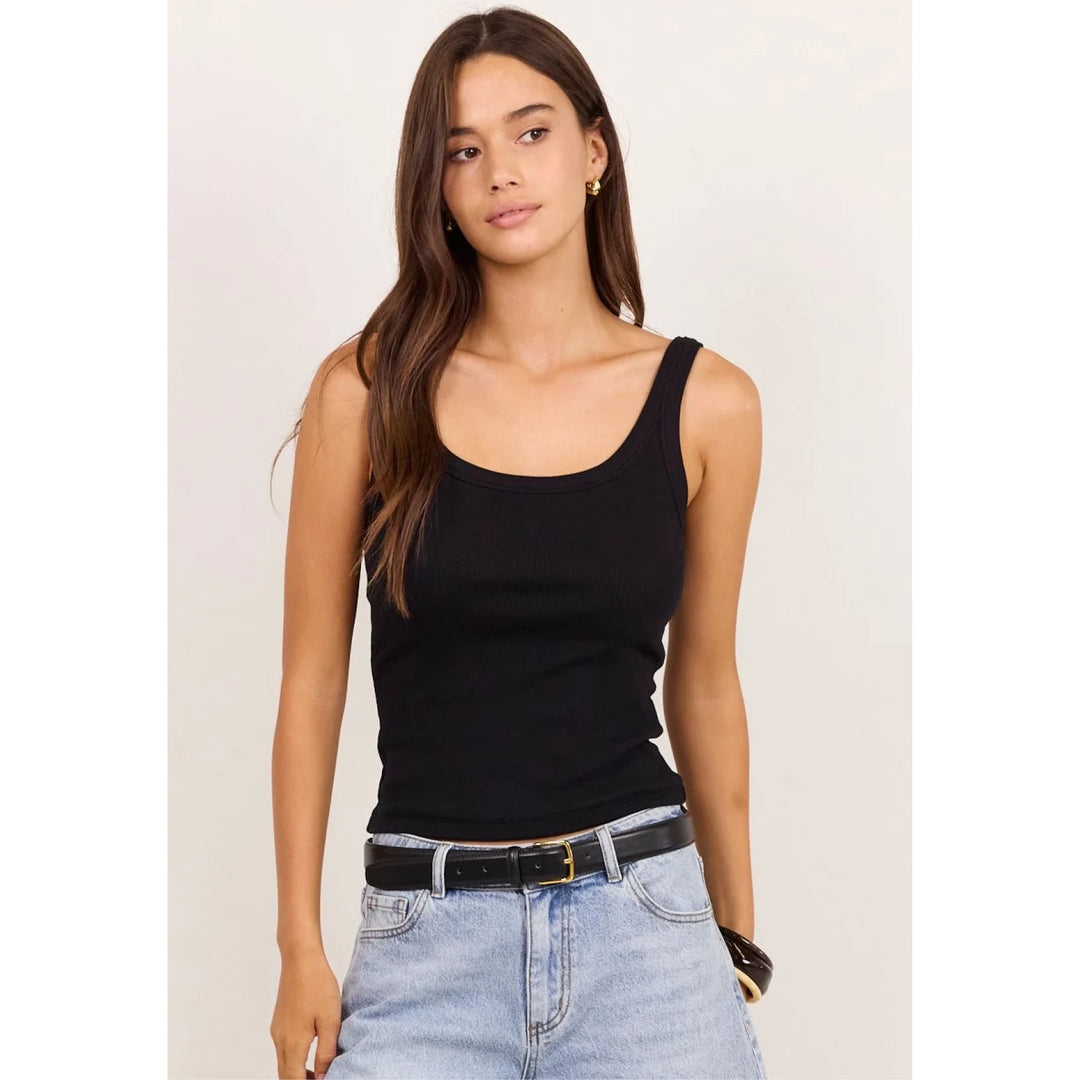 Pebble Black Rib Singlet Tank | Re:Union